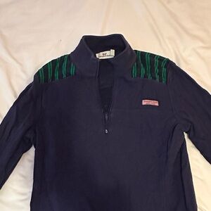 Vineyard Vines Navy Pullover with Green Accents
